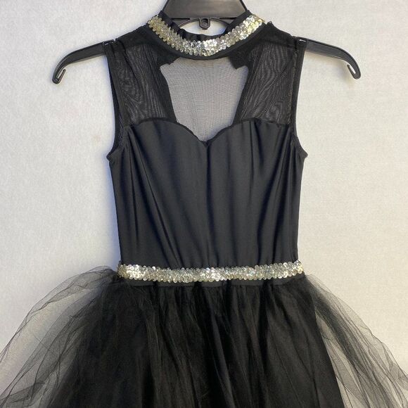 Ballet Costume Dress Girls Size 10 Sleeveless Tuelle Flutter Embellished seqiun - Picture 7 of 7